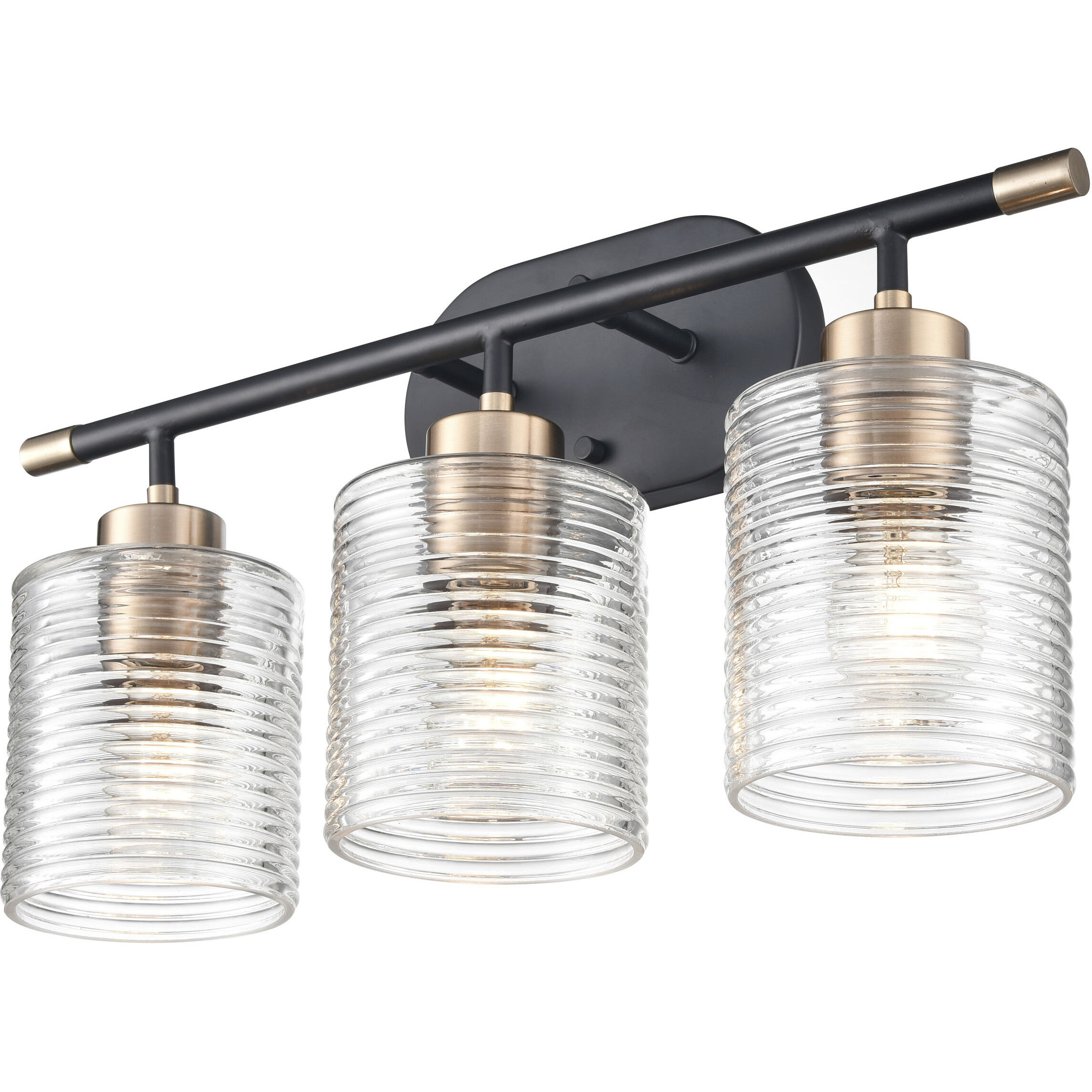 Renitta 3 Light 20.25 inch Matte Black/Modern Gold Bathroom Vanity Light Wall Light